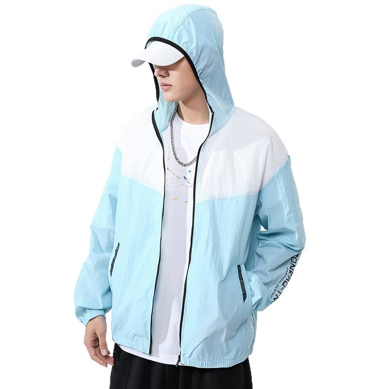 2025 夏軽量通気性日焼け防止服屋外フード付きジャケット日焼け防止服屋外抗 UV 屋外スプライシング|undefined