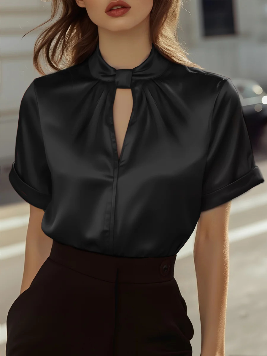 Top o camicia da donna in raso a maniche corte_voghion.com