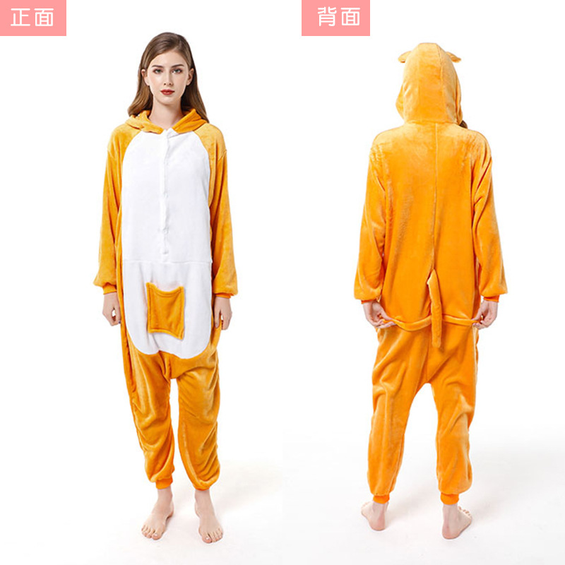 Otoño y invierno serie de animales de flanela de dibujos animados mono Goku polvo cerdo padres e hijos pareja ropa de casa interacción padre-hijo