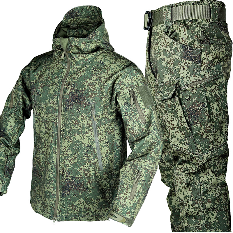 Warmer Anzug für Herren im Freien, Softshell, tragbare, verdickte Camouflage-Kleidung_voghion.com