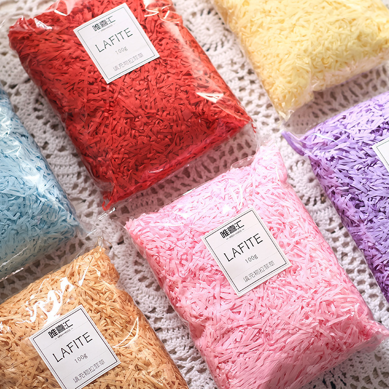 智贝详情图_15厂家批发拉菲草碎纸丝婚庆喜糖盒包装填充物多种