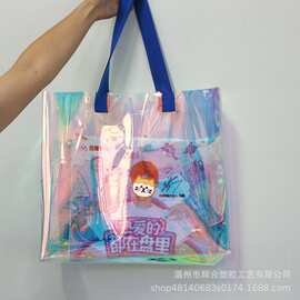 帆布袋+TPU子子母袋定制 镭射手提袋定做LOGO 帆布袋定制 购物袋