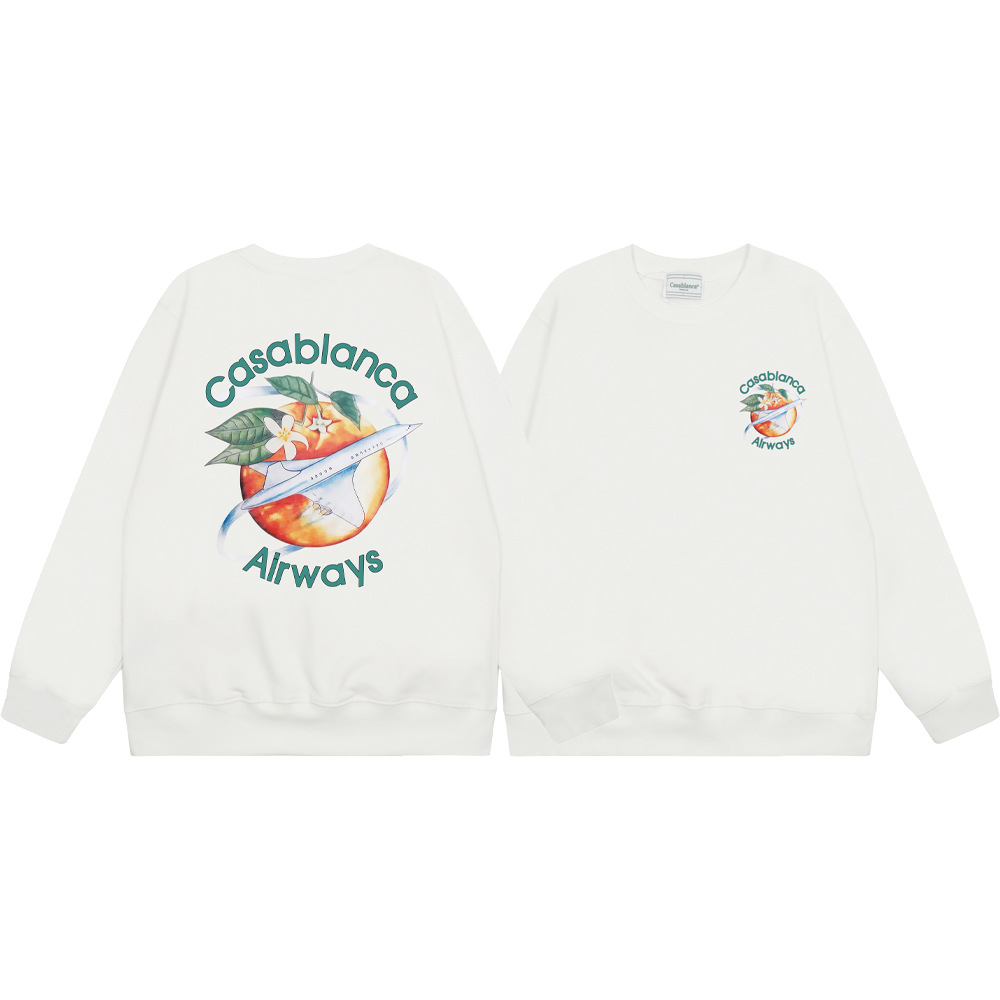 Marca de moda transfronteriza Casablanca letras de Casablanca impresión de color 380g lazo camiseta de cuello redondo