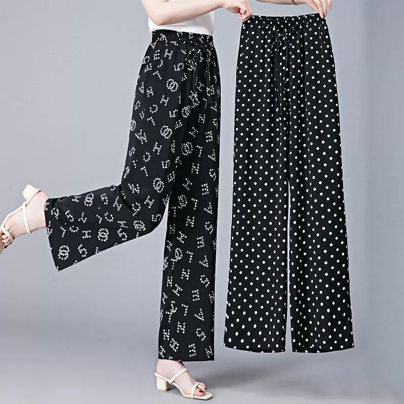 Silk thin trousers, oversize, loose straight fit