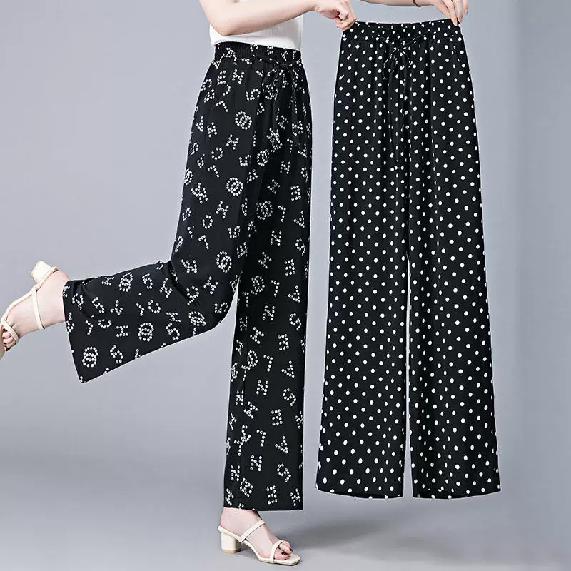 Silk thin trousers, oversize, loose straight fit