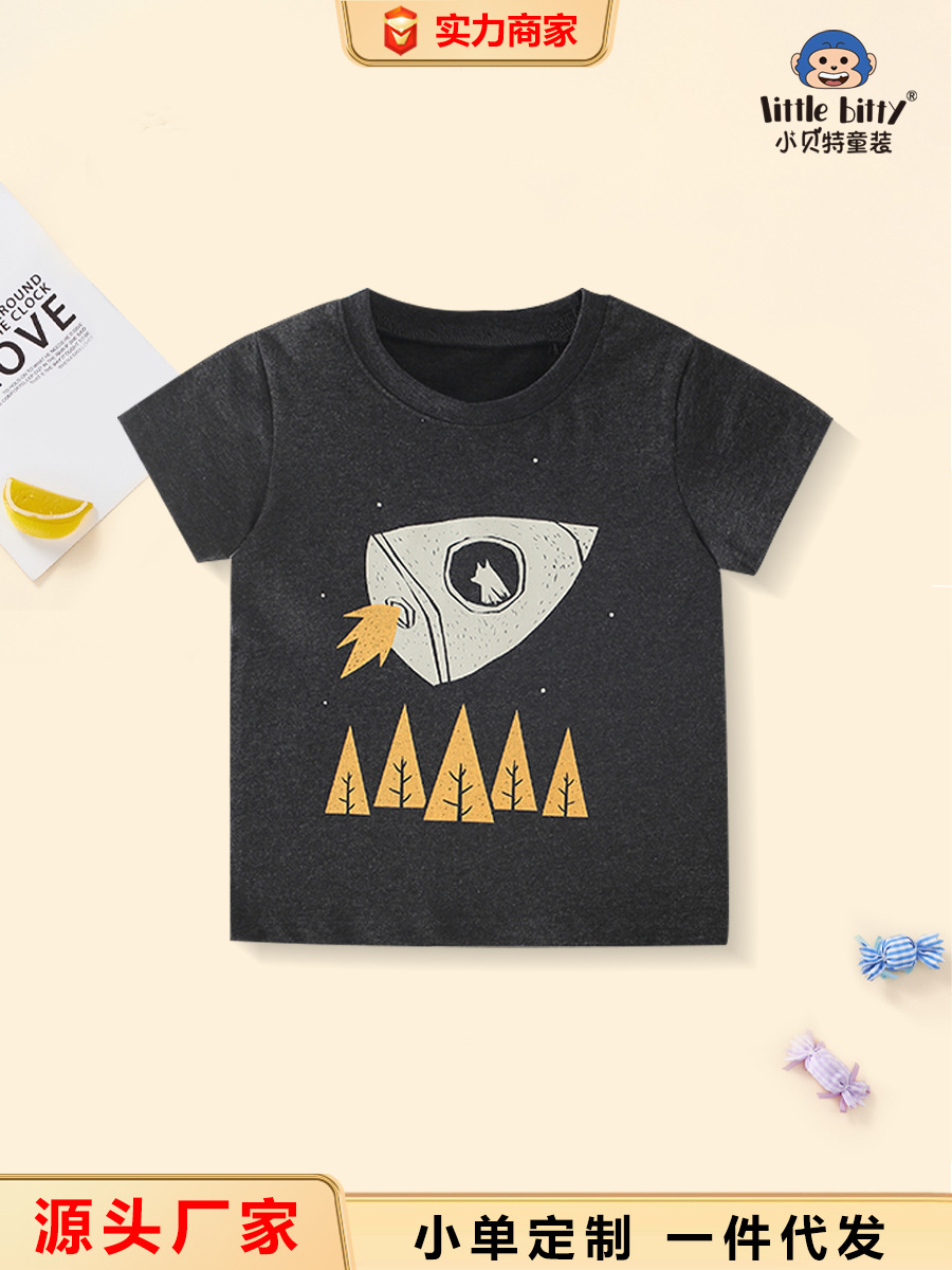 2025 Summer New Boys Short Sleeve Cotton T-Shirt Cartoon Casual Children's Clothing Small and Medium Children's Short Sleeve T-Shirt