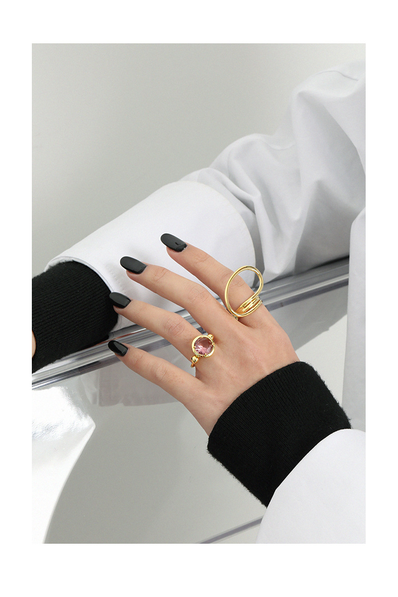 Fashion Round Sterling Silver Plating Artificial Gemstones Open Ring