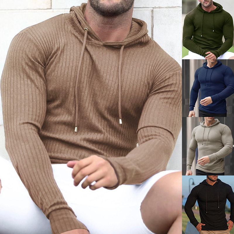 Herren Sport Hoodie Slim Fit Langarm Trainingspullover_voghion.com