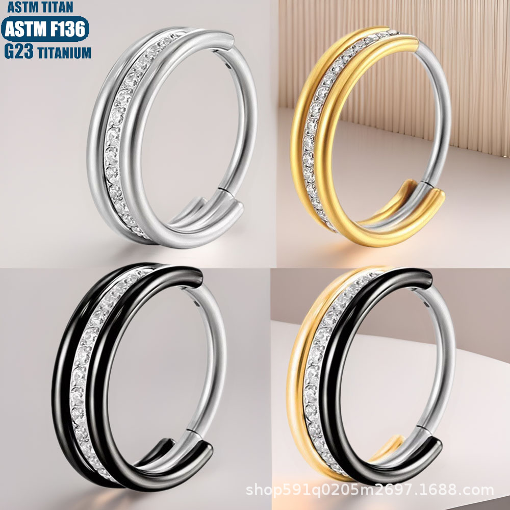 G23 Titanium Alloy Nose Ring Seamless Open Ring Middle Diamond Zircon CZ Septum Ring Ear Piercing Jewelry Fashion OL detail image 9