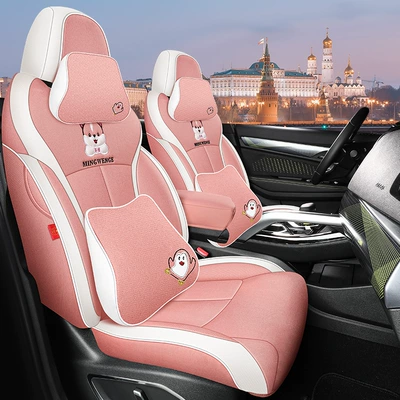 Breathable linen all-inclusive cartoon seat Modelə uyğun (Original) oturacaq örtükləri