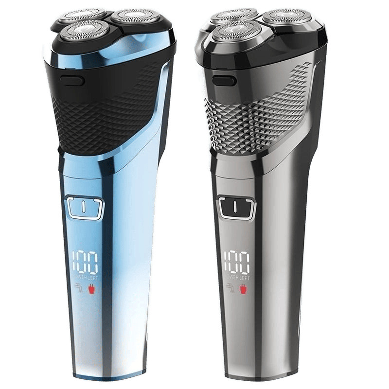 Afeitadora giratoria, tres cabezales, carga USB, duración de la batería, caja de regalo de afeitado doble húmeda y seca, fábrica de suministro al por mayor