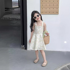 Women's Summer Small Cup Backless Corset Bodice Puffed Straps Dress Salt Shrink Pressed Flower Fabric Lotus Edge Vacation Backless Chiffon Dress