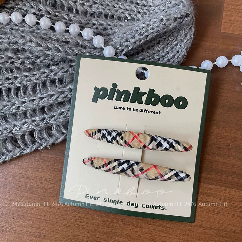 Детская заколка (pinkboo) клетчатая корейская hairgrip, аксессуар для чёлки на осень