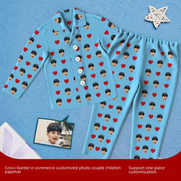 Home Wear Pod Custom Couple's Pajamas, Spring and Autumn Long-Sleeved and Long-Pants Styles, Dropshipping Available