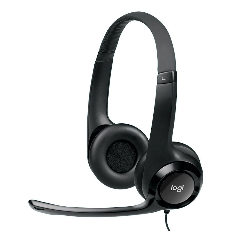 Кросс-бордерный наушник-микрофон Logitech H390, надетый на стол, шумоподавление, USB проводной гарнитура объемный звук