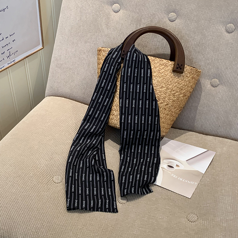 Wavepoint bufandas de seda larga alta sensación francesa retro primavera y otoño decoración de moda bufandas de cuello correa de cabello turbante