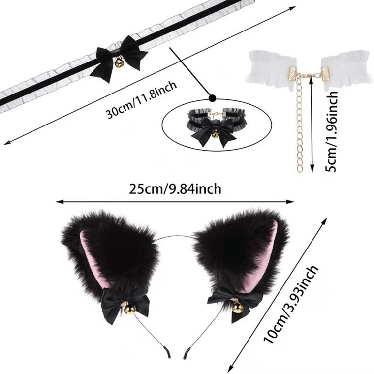 Set cerchietto orecchie di gatto e girocollo per ragazza_voghion.com