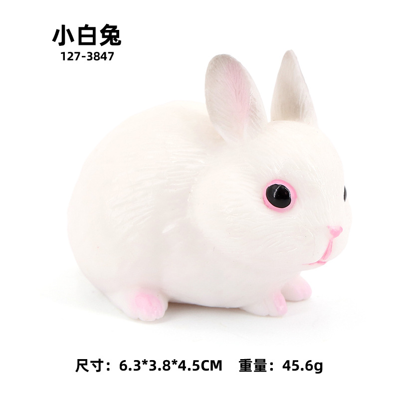 儿童野生动物模型实心仿真小白兔北极兔 灰兔 垂耳兔模型玩具摆件