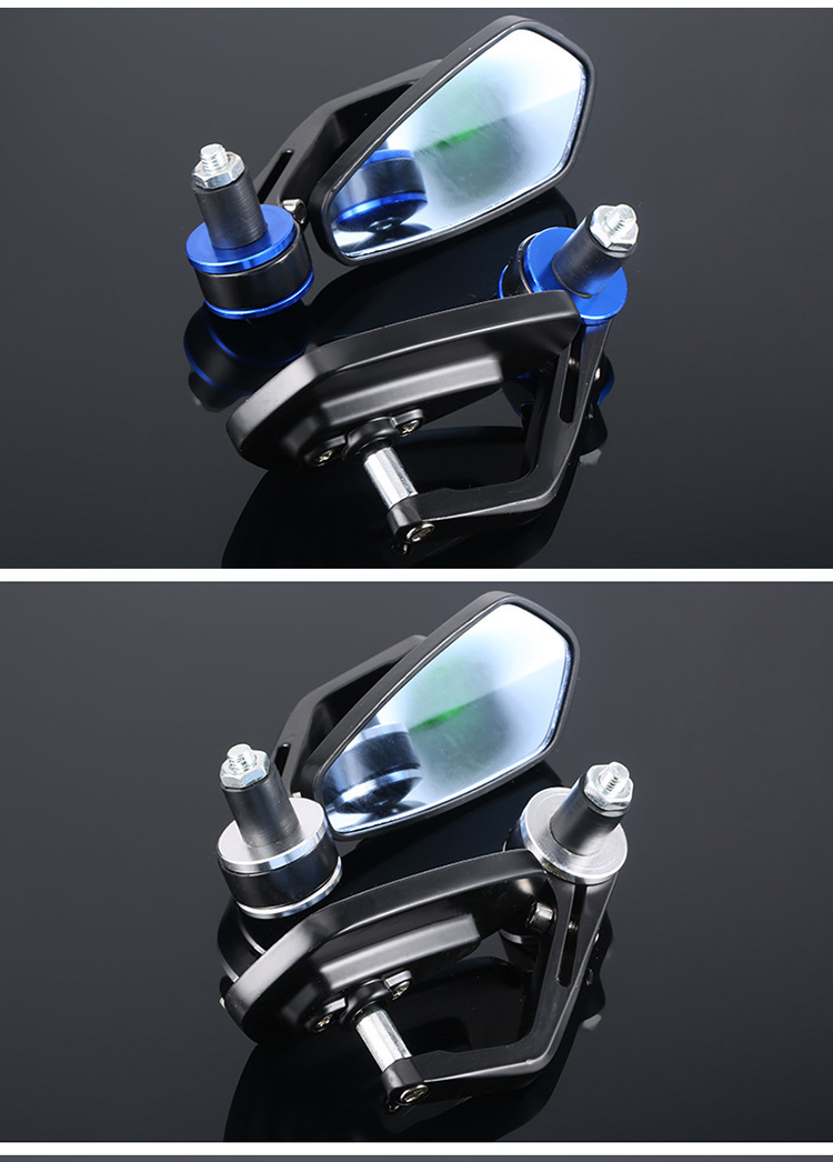 Motorcycle and Electric Vehicle Rearview Mirror, Handlebar Folding Mirror, Handlebar End Cap, Reflector, Rearview Mirror, Rotatable Blue Mirror