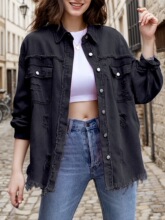 A 71681 American Style Solid Color Long Sleeve Denim Jacket