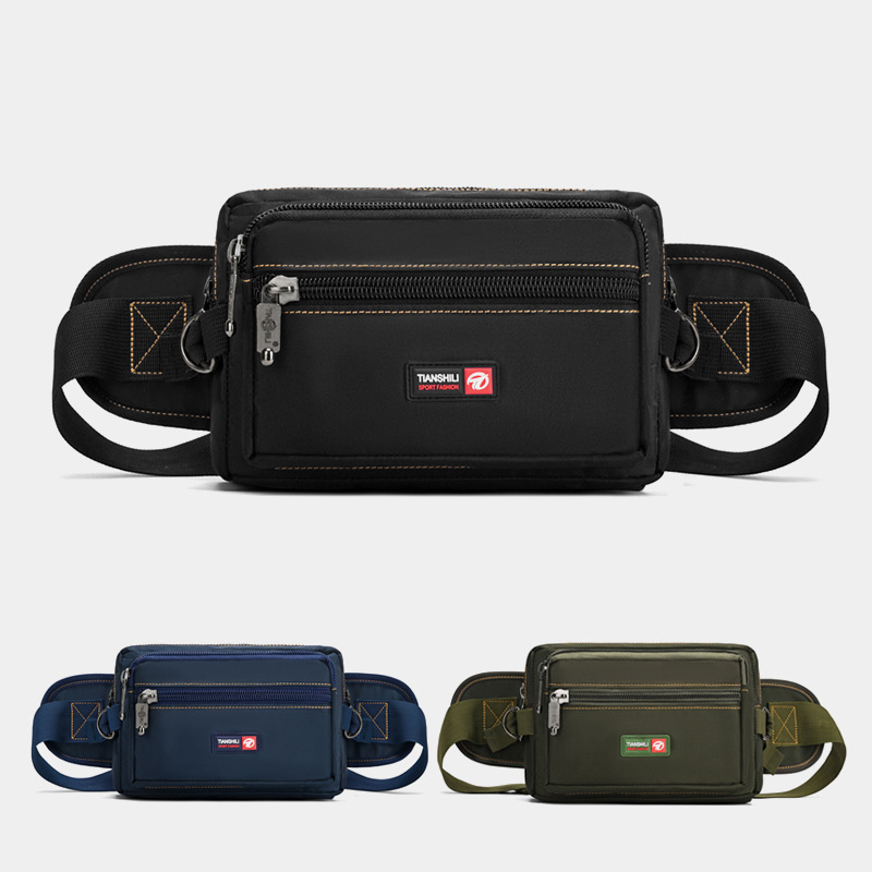 New cross-border men's fashion waist bag, water-resistant crossbody bag, multi-layer chest bag, cashier bag, sports and travel bag