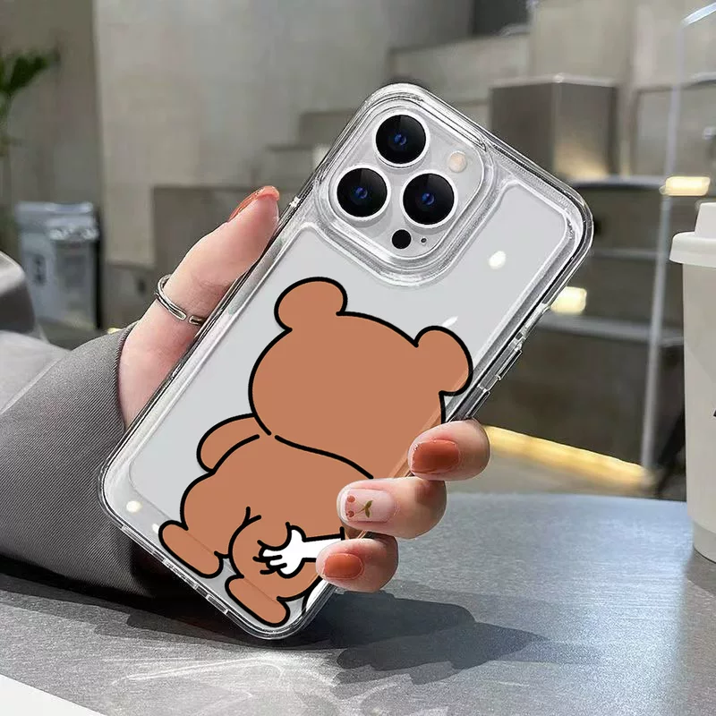 Совместимый чехол для телефона Apple, мультяшный iPhone 16, с маленькими медведями, iPhone 17 Pro Max, 15, защита от падения