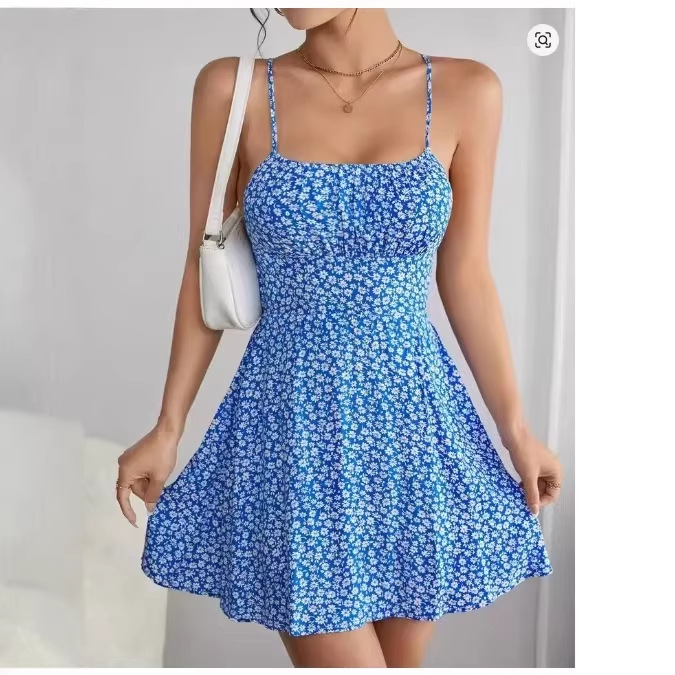 Women's Sexy Backless Floral Print Halter Dress – High Waist Slimming Casual Summer Gown_ecoleips.com