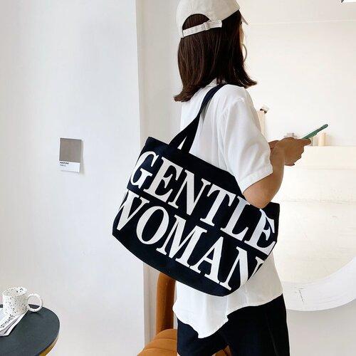 Handbags for women  summer new fashion Korean style simple canvas shoulder bag large capacity tote bag letter large bag