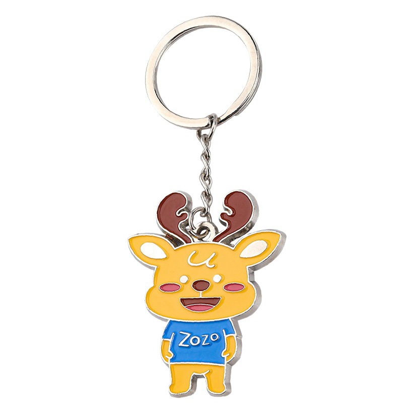 Metal keychain customized zinc alloy paint epoxy cartoon keychain pendant enamel rotating keychain production