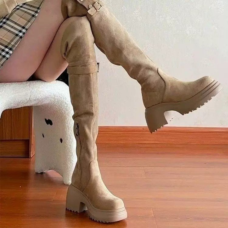 Cross-Border Women's Shoes 2026 New Models Autumn and Winter Melard Two-Way Convertible Fold-Over Long Boots Women's Suede High-Top Fashion Boots Wholesale