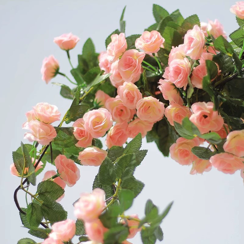 Искусственная декоративная трубка с искусственными цветами из ротанга, вьющаяся роза, полоса цветов, арка, обернутая вишневым цветом, потолочная цветочная вьющаяся лента