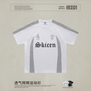 Cross-border E-commerce American Sports Jersey Lightweight Breathable Mesh T-shirt Men's and Women's Trendy Brand Letter Printed Short Sleeve Top