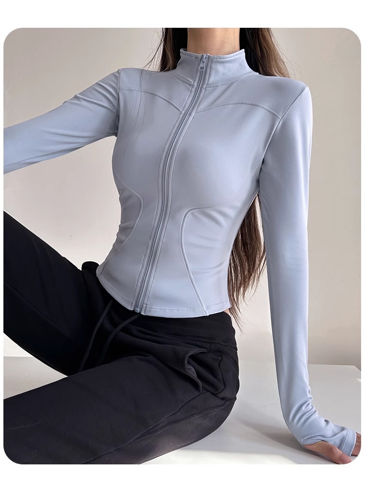 Fleece Quick-Drying Yoga Jacket Pilates Fitness Skinny Top Fitness Suit Women_desvips.com