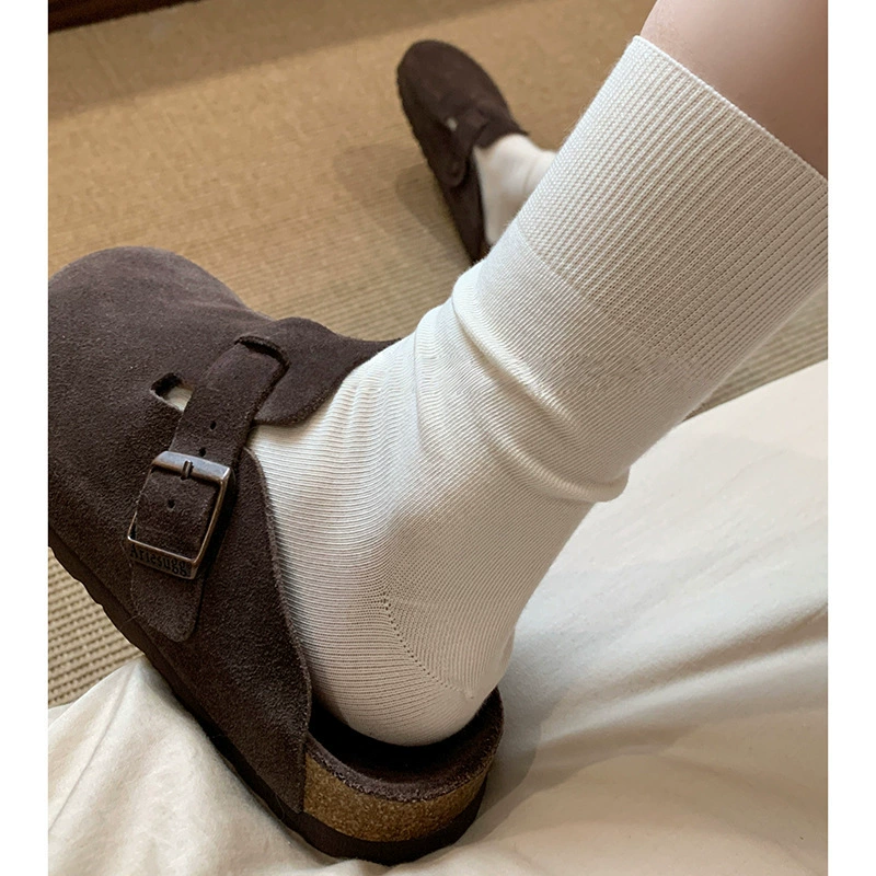 Summer thin trend cream cotton socks, mid-length