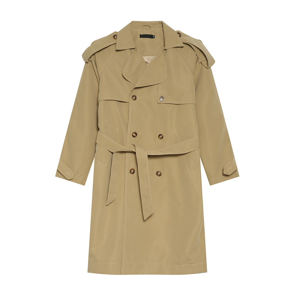 MTLCLOTHES Hombres| Nuevos productos de otoño coreanos dobles hebillas sobre la rodilla correa de estilo británico abrigo casual suelto