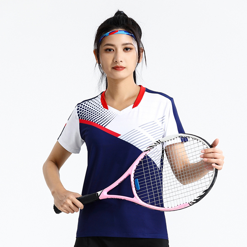Seco rápido transpirable poliamonio bádminton set hombre y mujer V-cuello chaqueta deportiva para niños logotipo de impresión de adultos