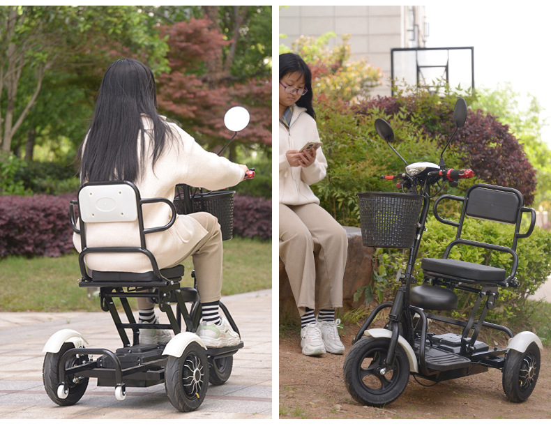 Electric Folding Scooter for the Elderly, Electric Scooter for Parent-Child Leisure, Small Electric Vehicle for Disabled People, Four-Wheeled Electric Vehicle