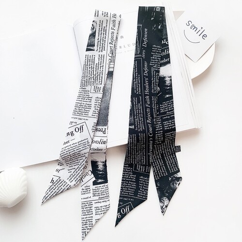 British-style long narrow silk scarf, minimalist temperament hair tie, versatile high-quality handbag handle decoration, matching accessory scarf