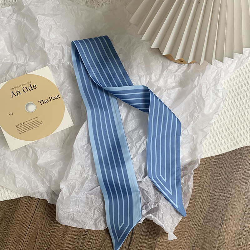 Bufanda de seda, banda larga, sensación de alta calidad, serpentina de rayas verticales de doble cara, bufanda de todo fósforo, diadema, cinturón decorativo, cinturón, cinta