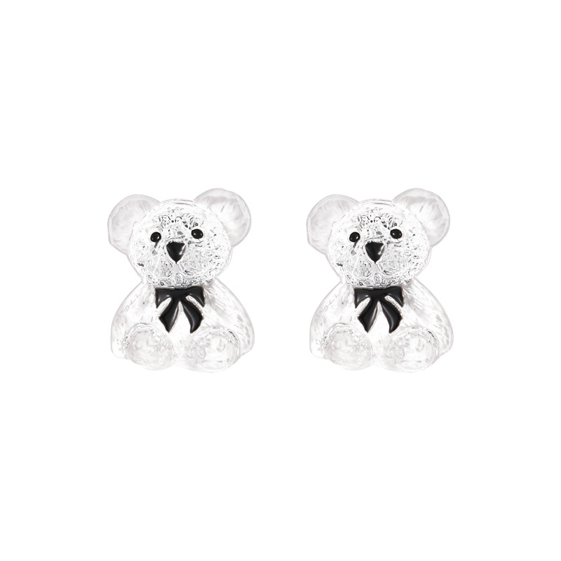 Boucles D&#39;oreilles Coréennes En Résine Ours Transparent En Gros display picture 7