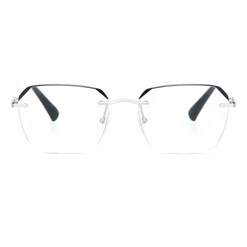 Nueva moda de negocios anti-luz azul gafas de edad media y vieja retro ultraligera sin marco de corte de alta definición gafas de edad