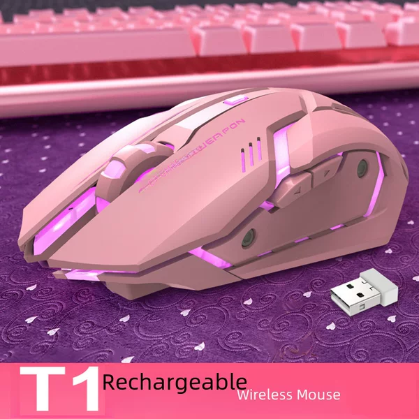 Factory Direct Sales New Spot Silent Cute Luminous Pink Mouse Wireless Charging Gaming Mouse Mechanical Mouse