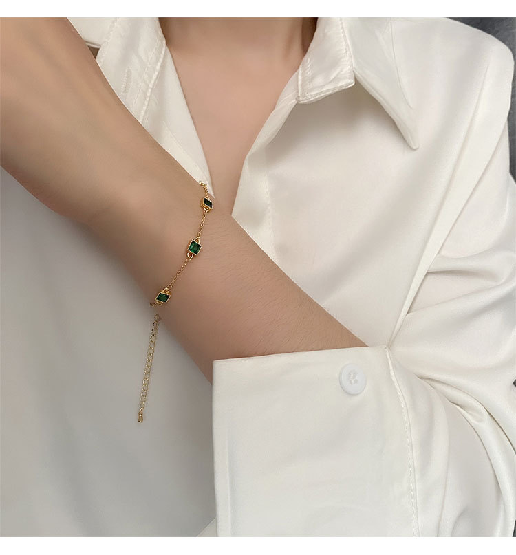 Fashion Geometric Titanium Steel Inlay Zircon Bracelets 1 Piece