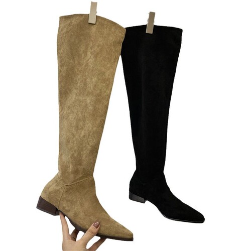 Autumn/Winter Pop Star Boots, Leg-Gathering Knee-High Slimming Boots for Women, Folded Design, New Arrival Long Boots