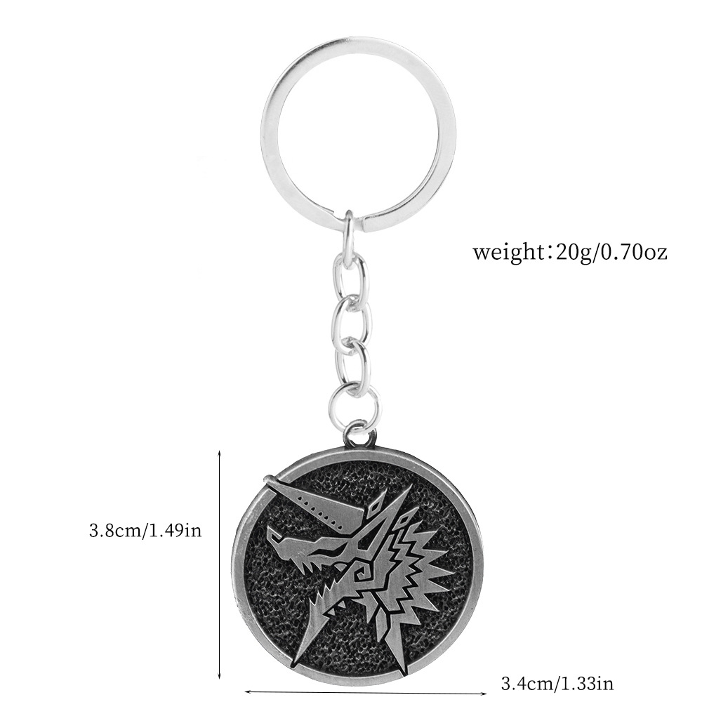 G-401 ancient pewter blue wolf dragon keychain