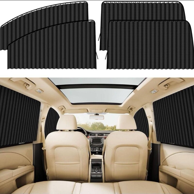 Car Curtains, Car Magnetic Sunshades, Side Window Sun Protection and Heat Insulation Retractable Sunshades, Car Magnetic Sunshades