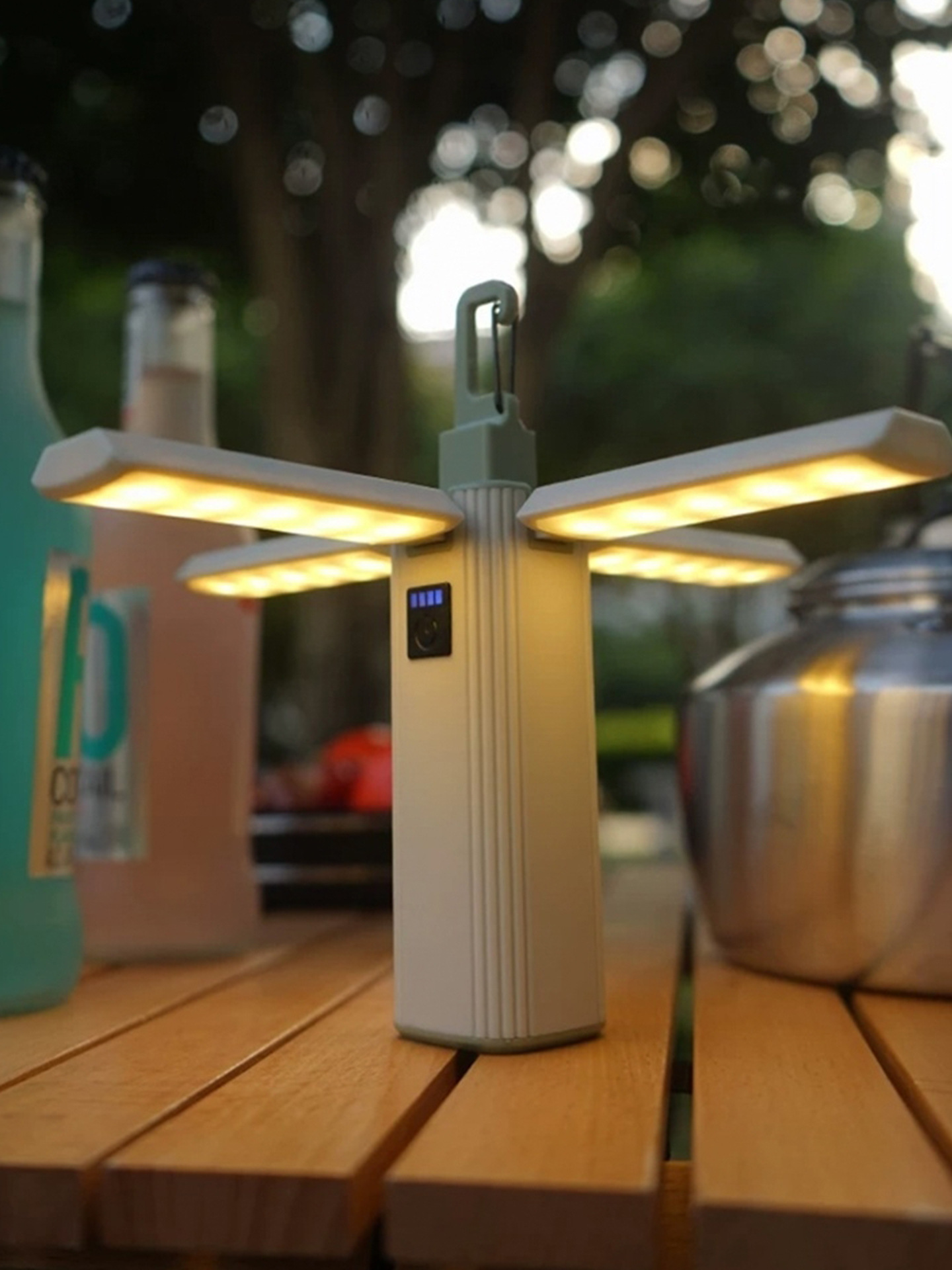 CLS acampar al aire libre tienda de luz del faro de larga resistencia de cuatro hojas plegable dosel multifuncional LED linterna campamento Luz