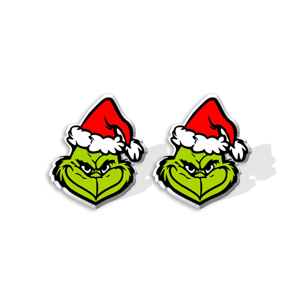 Cute Cartoon Christmas Hat Christmas Tree Arylic Epoxy Christmas Women's Earrings 1 Pair display picture 3
