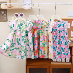 Ladies' Traditional Style Floral A-line Swing Stylish Princess Pom-pom Children's Embroidered Dress for Middle Children, Category A Wholesale