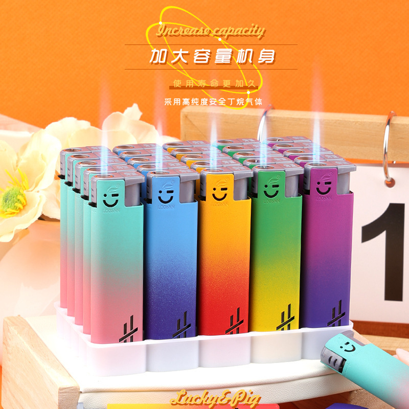 50 metal straight windproof lighters inflatable durable anti-fall metal gradient matte lighter wholesale tide